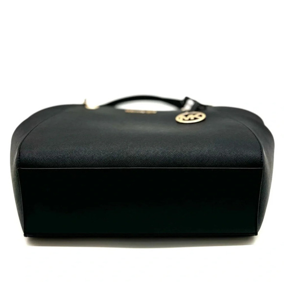 Michael Kors Jet Set Travel Large Chain Shoulder Tote Bag Black/Gold - Picture 7 of 12